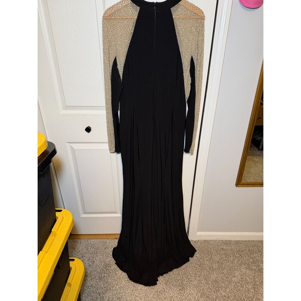 Xscape Black Rhinestone Illusion Sleeve Formal Gown Size 20W - Picture 2 of 4